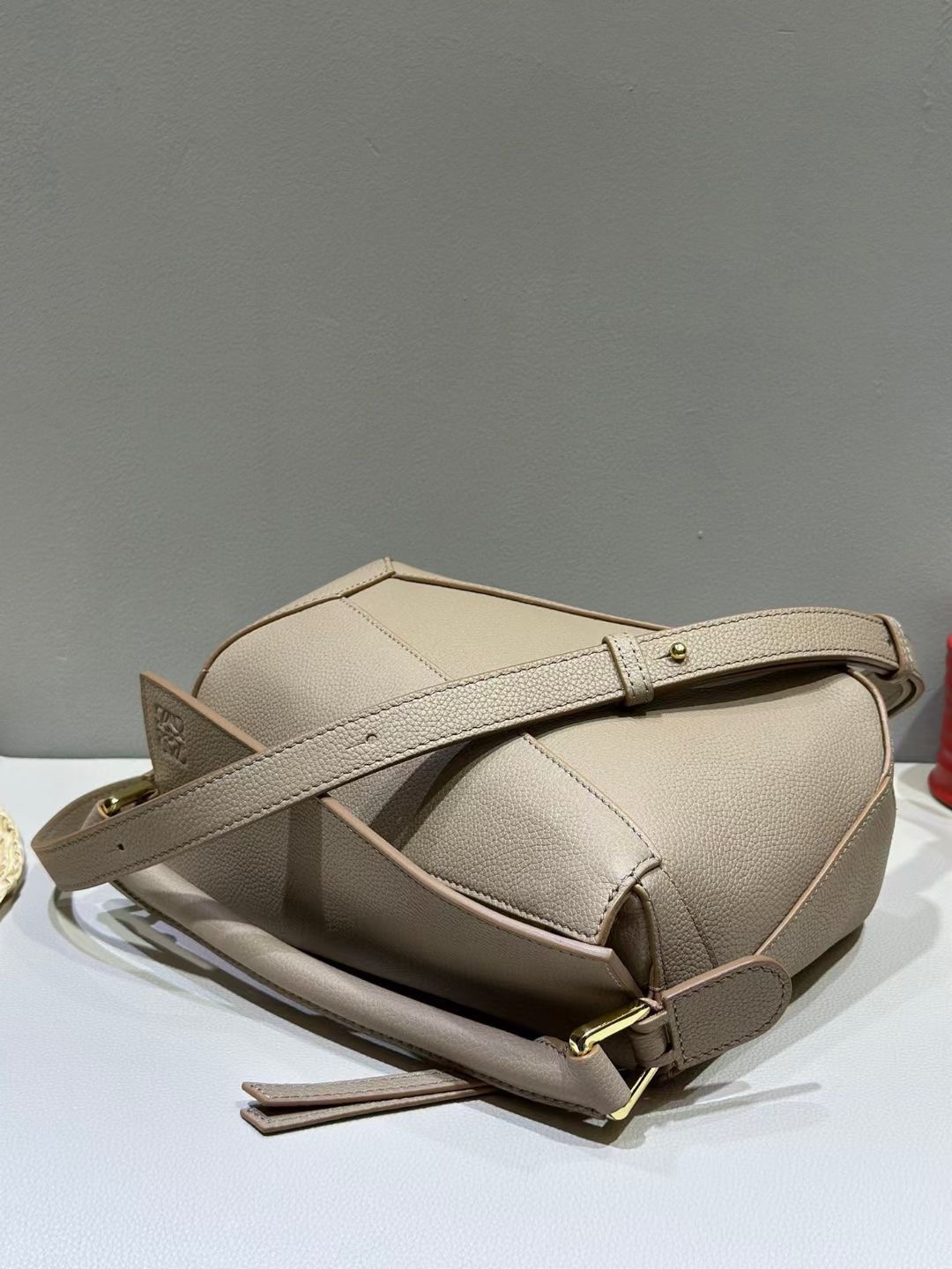 Loewe Small Puzzle Bag in Soft Grained Calfskin Sand